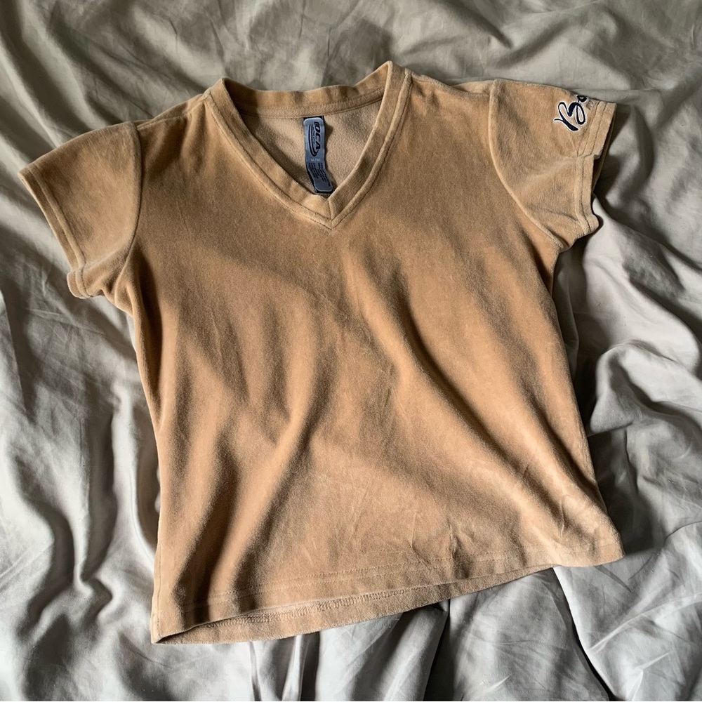 Vintage Boca Velour V-Neck T-Shirt Y2K